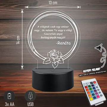 A világnak csak egy ember vagy , de Nekem Te vagy a világ! | 3D LED Lámpa