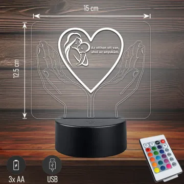 Az otthon ott van ahol az anyukám | 3D LED Lámpa