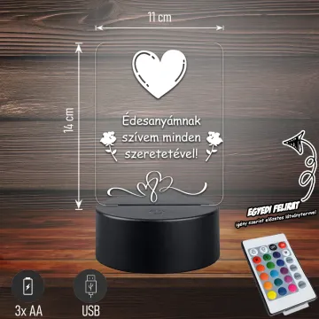 Édesanyámnak szívem minden szeretetével | 3D LED Lámpa