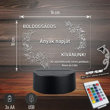 Boldogságos Anyák Napját | 3D LED Lámpa