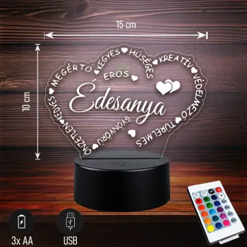 Édesanya - szöveges szív | 3D LED Lámpa