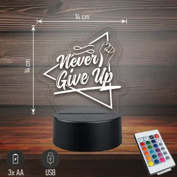 Never Give Up | Motivációs | 3D LED LÁMPA