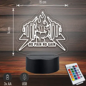No Pain No Gain | Motivációs | 3D LED LÁMPA