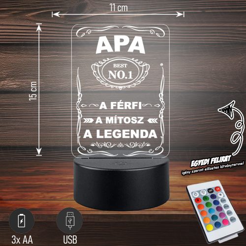 Apa A férfi A mítosz A legenda - 3D LED LÁMPA APÁKNAK