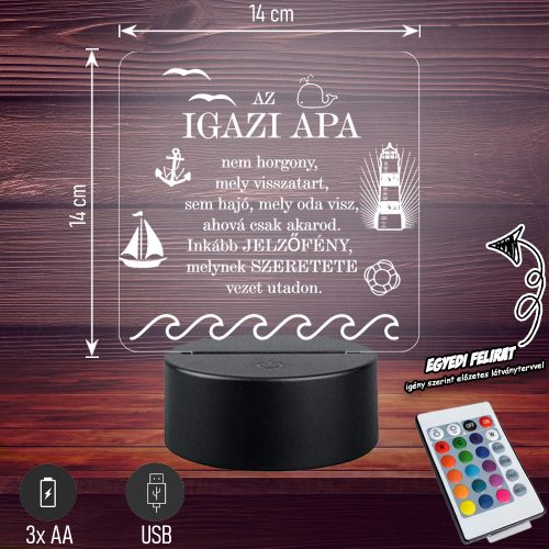 Az igazi APA , nem horgony ... idézetes | 3D LED LÁMPA Apáknak